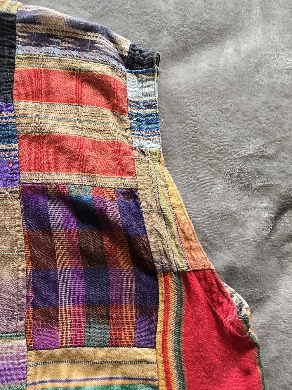 Patchwork Hooded Button Front Vest - Multicolor